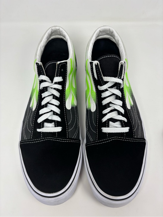 Vans Other - Vans Men’s Shoes Black & Neon Green Flame Old Skool Sneakers Size 13